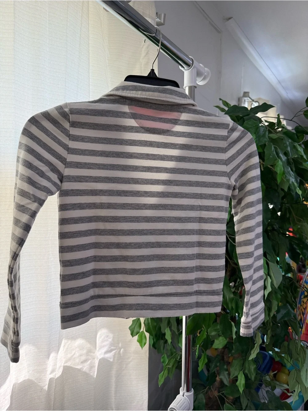 Cherokee Girls Gray & White Striped Moto Jacket